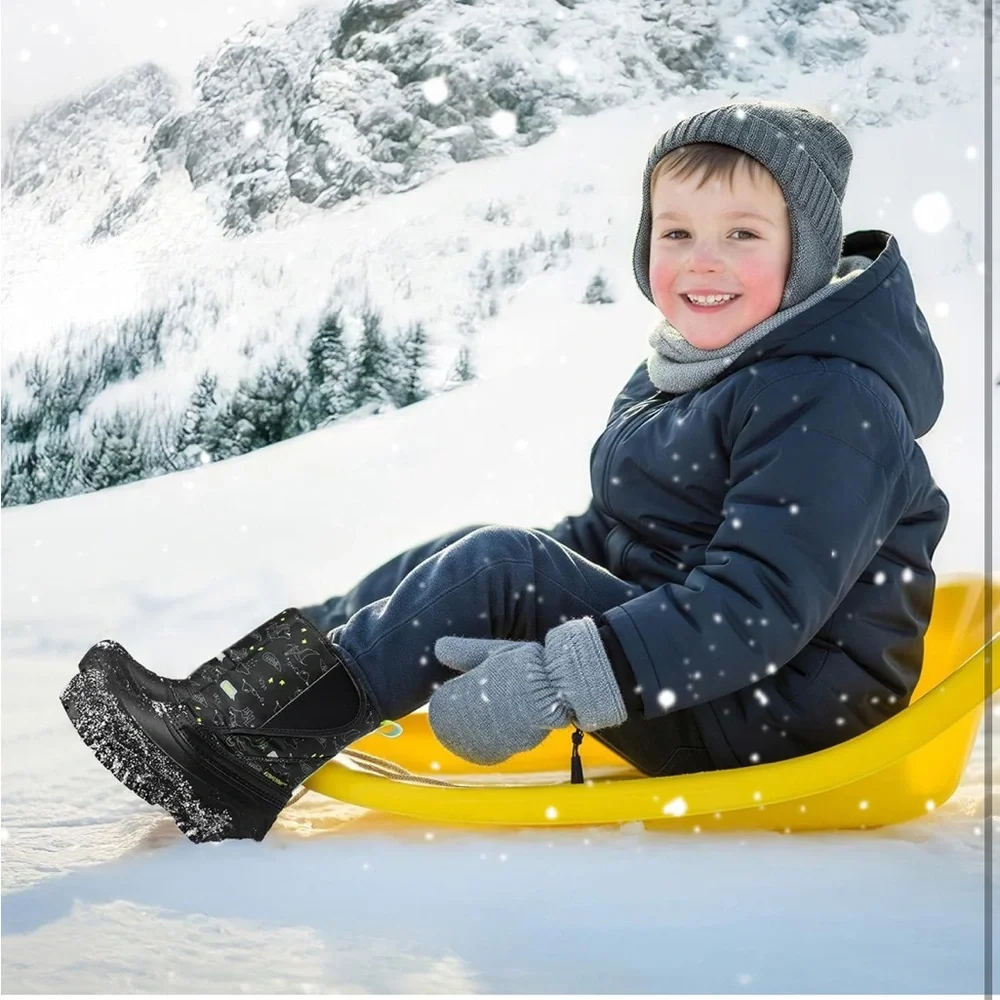 K KomForme Kids Snow Boots Fur Lined Warm Water-resistant Anti-Slip 11/ 711
